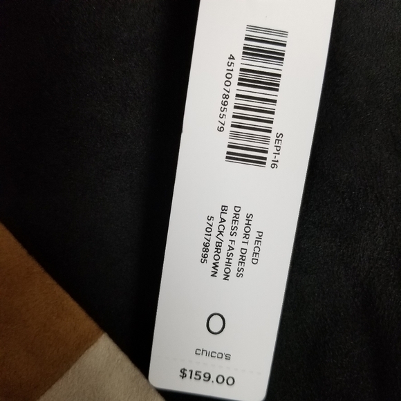 Chicos NWT Pieced Short Dress Sleeveless Color Block Faux Suede Brown Size 0 S/4 - Picture 6 of 14